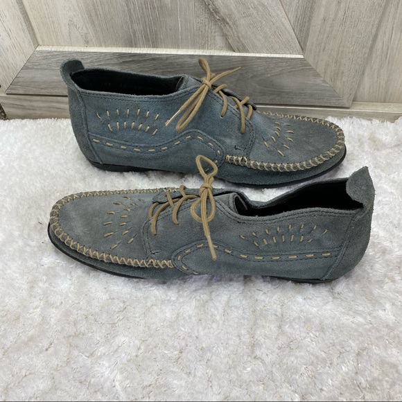 Minnetonka Womens Chukka Boot Moccasins Blue Suede Contrast Topstitching 11 - Picture 10 of 14